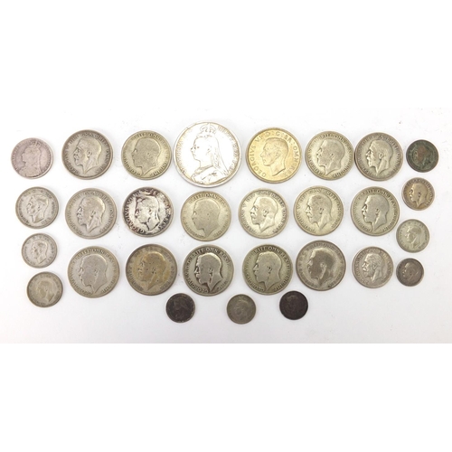 248 - Victorian and later British coinage including 1890 crown and florins, approximate weight 227.0g