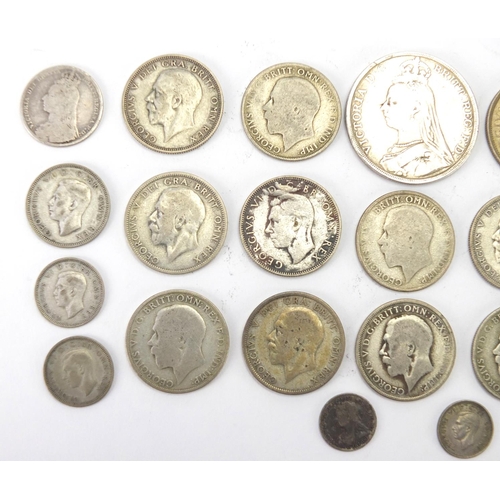 248 - Victorian and later British coinage including 1890 crown and florins, approximate weight 227.0g