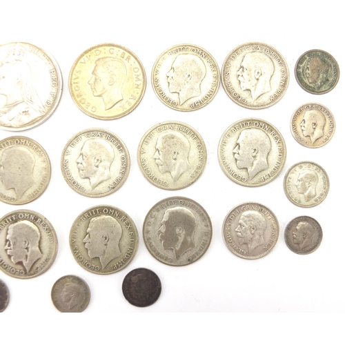 248 - Victorian and later British coinage including 1890 crown and florins, approximate weight 227.0g