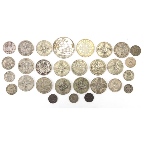 248 - Victorian and later British coinage including 1890 crown and florins, approximate weight 227.0g