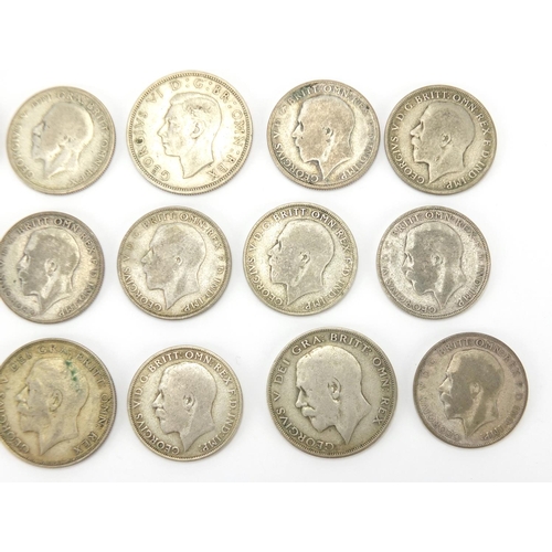 241 - British pre decimal pre 1947 coinage including half crowns and shillings, approximate weight 475.0g