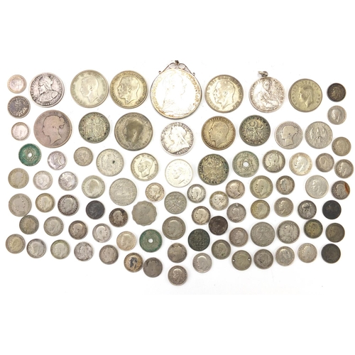 243 - Antique and later British and World coinage including 1896 two shillings and 1885 half crown, approx... 