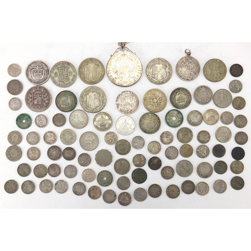 243 - Antique and later British and World coinage including 1896 two shillings and 1885 half crown, approx... 