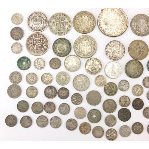 243 - Antique and later British and World coinage including 1896 two shillings and 1885 half crown, approx... 