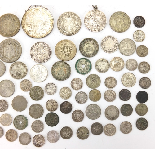 243 - Antique and later British and World coinage including 1896 two shillings and 1885 half crown, approx... 