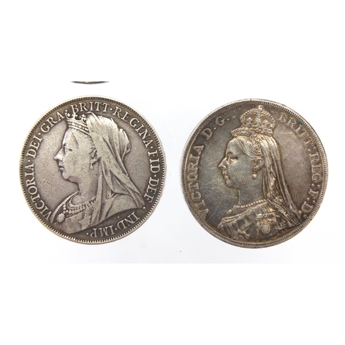 246 - Four Queen Victoria silver crowns including an enamelled brooch, approximate weight 110.0g