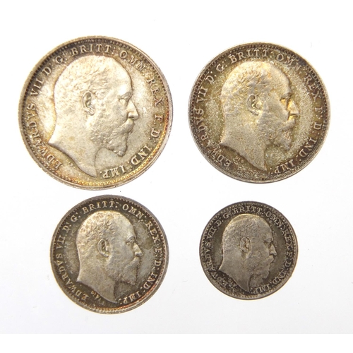 234 - Edward VII 1909 silver Maundy four coin set