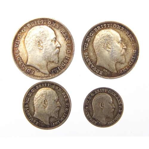 235 - Edward VII 1910 silver Maundy four coin set