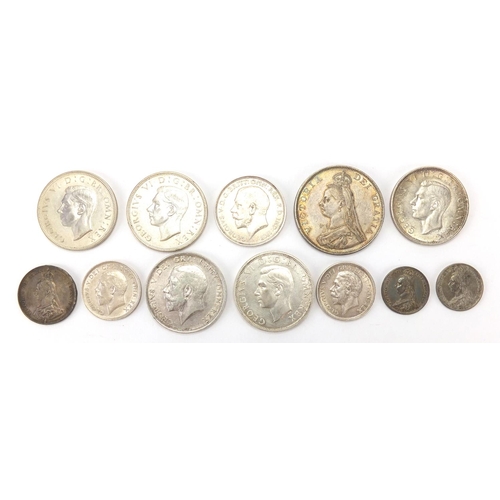 230 - Victorian and later British coinage including 1887 double florin, half crowns, shillings and six pen... 