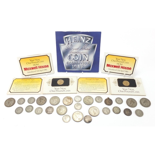 252 - British coinage including George I 1723 shilling, Queen Anne shilling and a 1983 coin collection