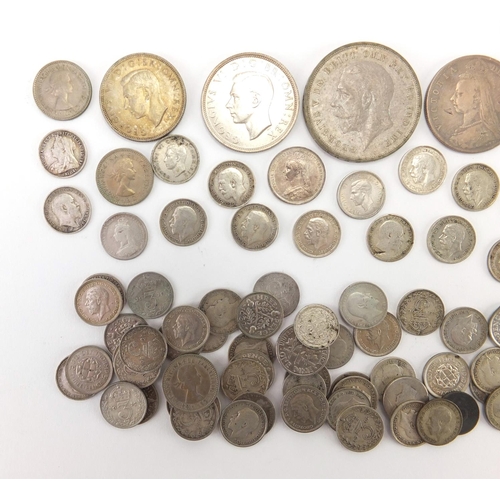 249 - Victorian and later British coinage including 1889 half crown and 1935 rocking horse crown, approxim... 