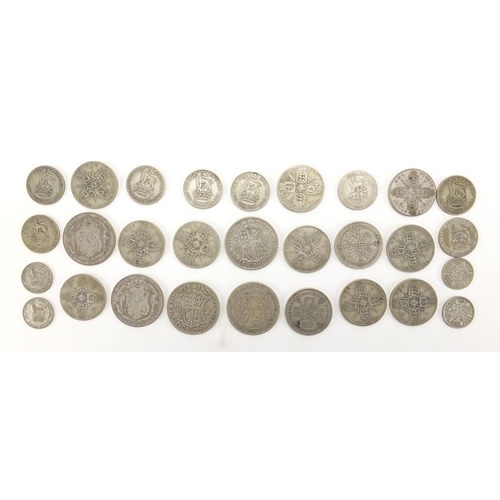 247 - British pre decimal pre 1947 coinage including half crowns and florins, approximate weight 465.0g