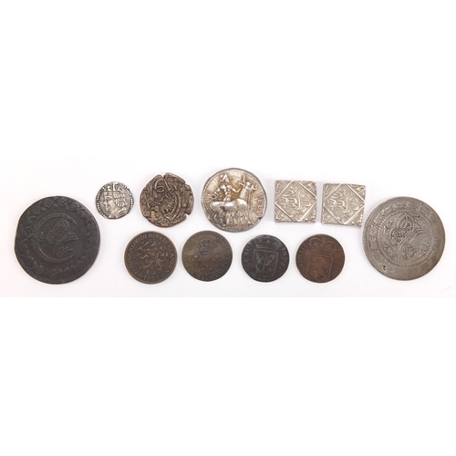 237 - Antique and later World coinage, some silver including 16th century Portuguese/Goa hammered example