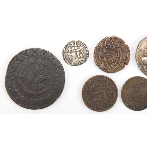 237 - Antique and later World coinage, some silver including 16th century Portuguese/Goa hammered example