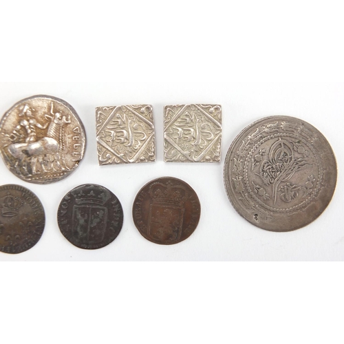 237 - Antique and later World coinage, some silver including 16th century Portuguese/Goa hammered example