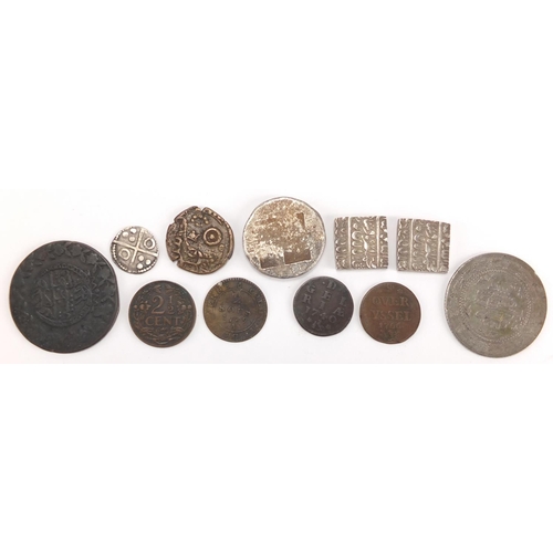 237 - Antique and later World coinage, some silver including 16th century Portuguese/Goa hammered example