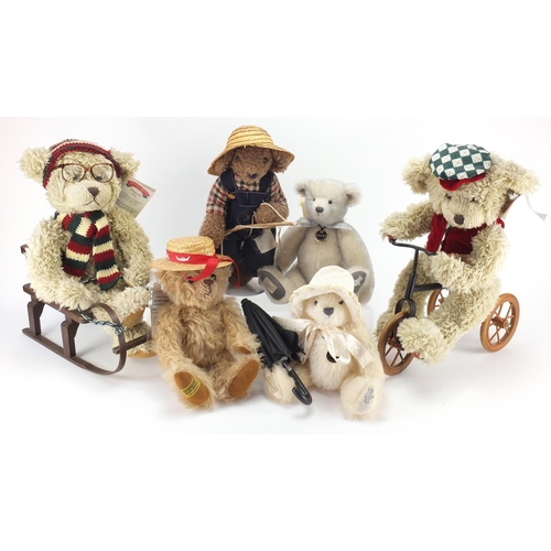 672 - Six collectable teddy bears including Dean's and Merrythought
