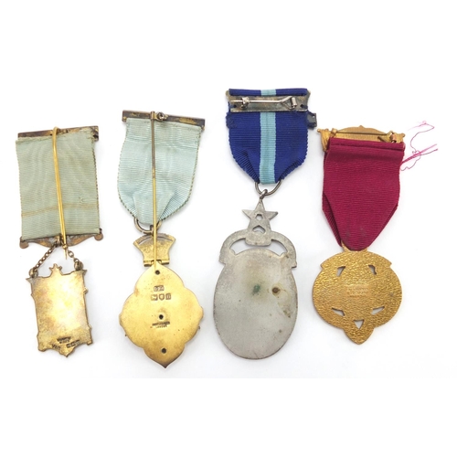 2549 - Four Masonic jewels including two silver and enamel Jubilee jewels