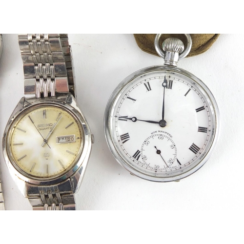 2814 - Wristwatches and pocket watches including Smiths Empire, Casio, Avia, Waltham and Seiko and a ladies... 