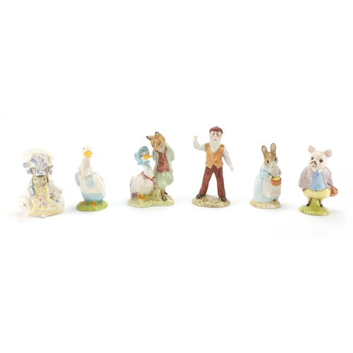 2406 - Six Royal Albert Beatrix Potter figures, Jemima Puddle-Duck with Foxy Whiskered Gentleman, Mr McGreg... 