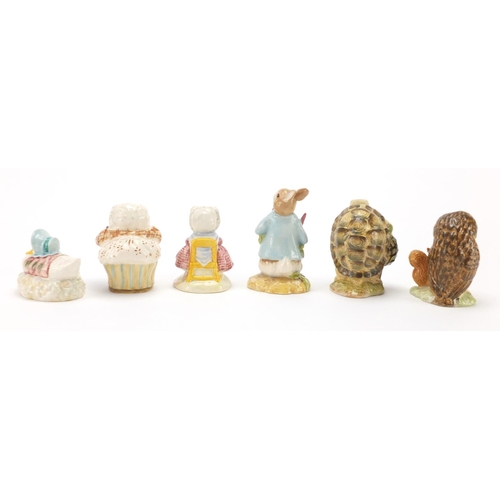 2402 - Six Royal Albert Beatrix Potter figures,  Peter Ate A Radish, Jemima Puddle-Duck Made a Feather Nest... 