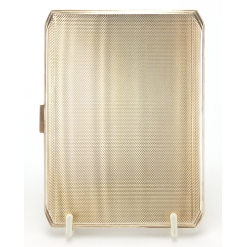 2537 - Rectangular silver cigarette case, with engine turned decoration, Birmingham 1964, 11.5cm x 8.cm, ap... 