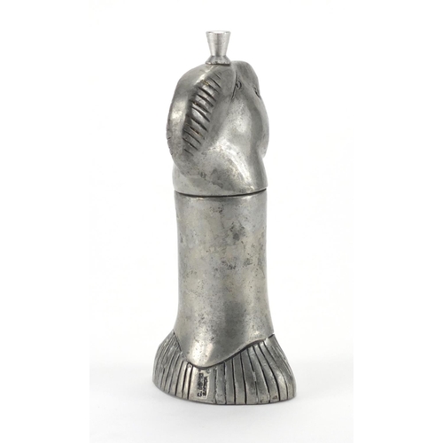 2241 - Modernist pewter pepper mill in the form of a figure, impressed marks to the reverse, Pat No. 118917... 