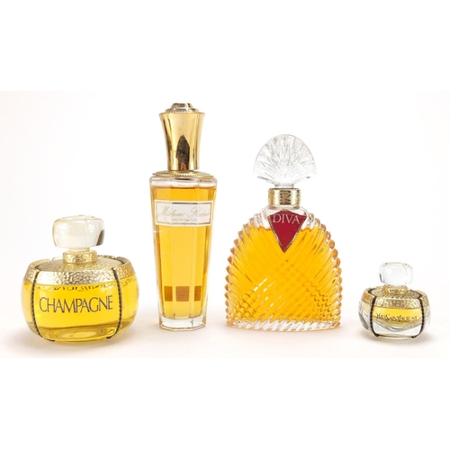 2116 - Four vintage shop facet dummy perfume bottles, two Yves Saint Laurent, Madame Rochas and Ungaro Diva