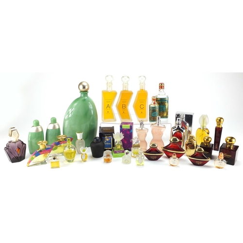 2119 - Collection of mostly shop facet dummy perfume bottles, some empty including Givenchy, John Paul Gaul... 