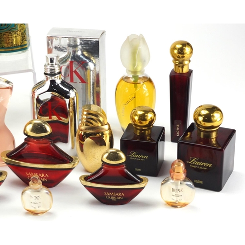 2119 - Collection of mostly shop facet dummy perfume bottles, some empty including Givenchy, John Paul Gaul... 