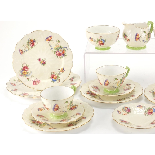 2343 - Aynsley six place tea service, decorated with flowers, registered number 767014