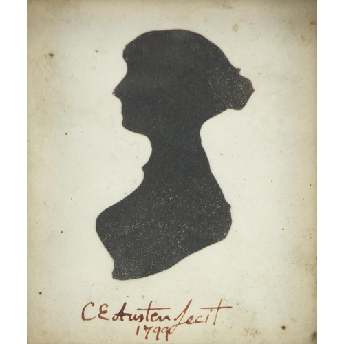 1298 - Portrait of a female, 18th century silhouette date 1799, bearing a signature C E Austen Lecit and in... 