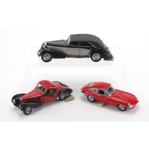 684 - Three Franklin Mint precision die cast models including Jaguar E-Type