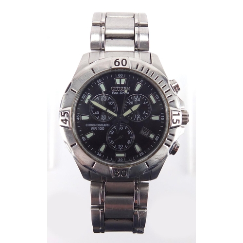 2782 - ** DESCRIPTION AMENDED 3/8 ** Gentleman's Citizen Eco-Drive chronograph wristwatch, with box and pap... 