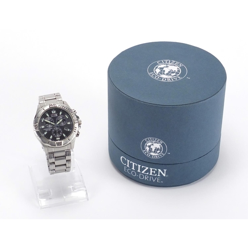 2782 - ** DESCRIPTION AMENDED 3/8 ** Gentleman's Citizen Eco-Drive chronograph wristwatch, with box and pap... 