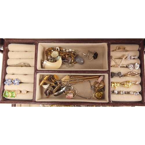 2743 - Costume jewellery including silver rings, ladies wristwatches, necklaces and earrings, housed in a b... 