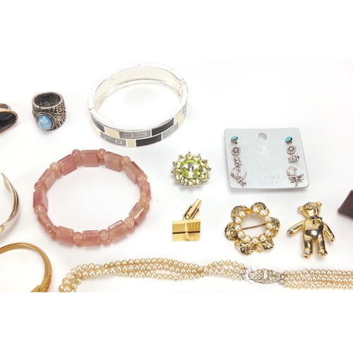 2743 - Costume jewellery including silver rings, ladies wristwatches, necklaces and earrings, housed in a b... 