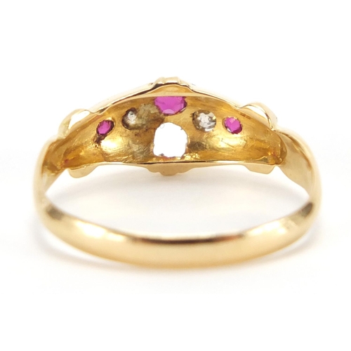 2785 - 18ct gold ruby and diamond ring, A. Bros Birmingham 1907, size M, approximate weight 2.2g