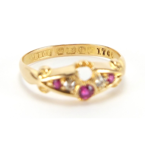 2785 - 18ct gold ruby and diamond ring, A. Bros Birmingham 1907, size M, approximate weight 2.2g