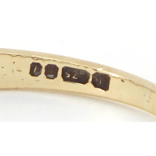 2689 - 9ct gold diamond and garnet half eternity ring, size K,  approximate weight 1.5g