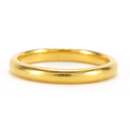 2600 - 22ct gold wedding band, size L, approximate weight 3.4g