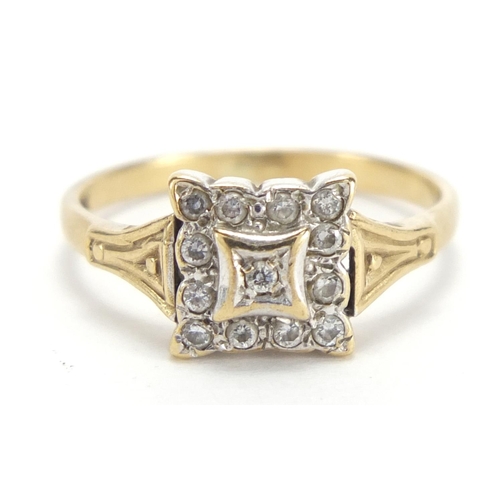 2788 - 9ct gold ring set with clear stonse, size O, approximate weight 2.5g