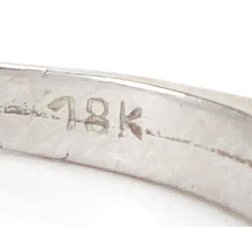 2691 - White metal clear stone, half eternity ring, 18k, size O, approximate weight 1.9g