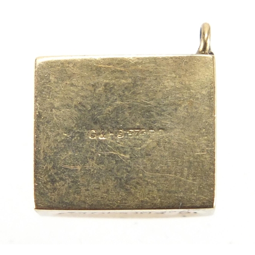 2760 - 9ct gold emergency ten shilling note charm, 1.5cm in length, approximate weight 2.5g