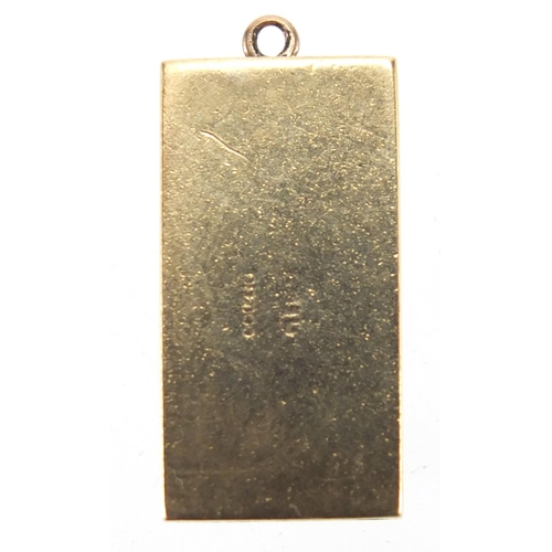 2654 - 9ct gold emergency one pound note charm, 2.3cm in length, approximate weight 3.6g