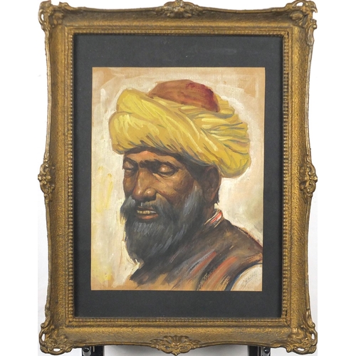 1347 - Portrait of an Arab's head, gouache on paper, mounted and framed, 24cm x 18.5cm