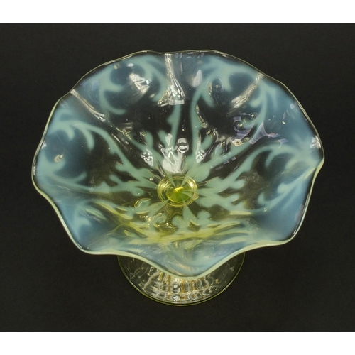 771 - Art Nouveau Vaseline glass sweetmeat dish, 10cm high x 14cm in diameter