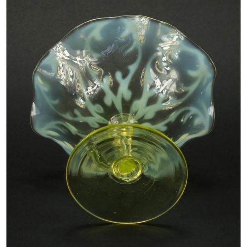 771 - Art Nouveau Vaseline glass sweetmeat dish, 10cm high x 14cm in diameter