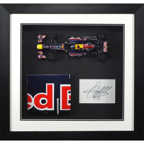 2243 - Sebastian Vettel 3D framed display, part of wing and sign together with another display, the largest... 