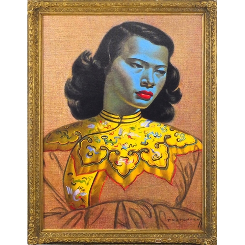 2285 - Tretchikoff - Portrait of an Asian female, print in colour on board, framed, 53cm x 38.5cm